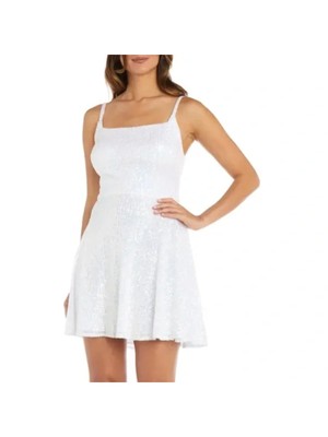 Женское белое короткое платье без рукавов на подкладке от MORGAN & CO 3