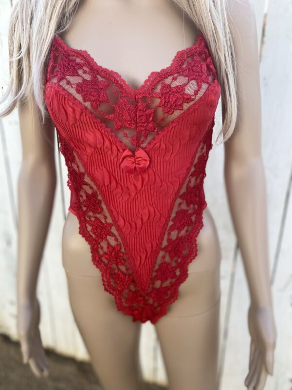 sexy red one piece teddy lingerie small Vintage Unbelievable