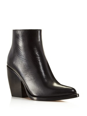 

CHLOE Женские черные кожаные ботильоны с подкладкой из райли с миндалевидным носком, размер 38,5, Черный, C18A05921