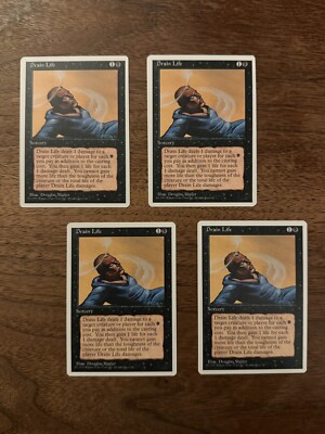 Drain Life NM+ 4x NEVER PLAYED MTG Fourth 4th Ed. Magic x4 FREE SHIPPING
