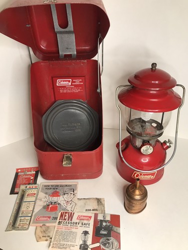 Coleman Red Guillotine Metal Case 200A Single Mantle Lantern