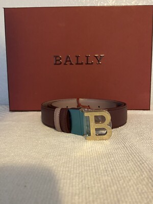 Bally Ladies Double Sided B Buckle Mauve Belt EU 105/US 42 MSRP $495