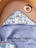 TILLYOU Muslin Hooded Baby Towels for Newborn 2 Pack, 32x32Inch Soft Baby Bath Towel Highly Absorbent for Newborn and Infant, Essential for Newborn Care, Blue Flower