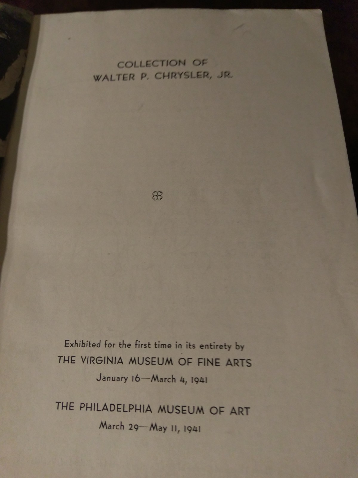 Paintings From the Collection of Walter P. Chrysler, Jr 1941 Virginia Museum