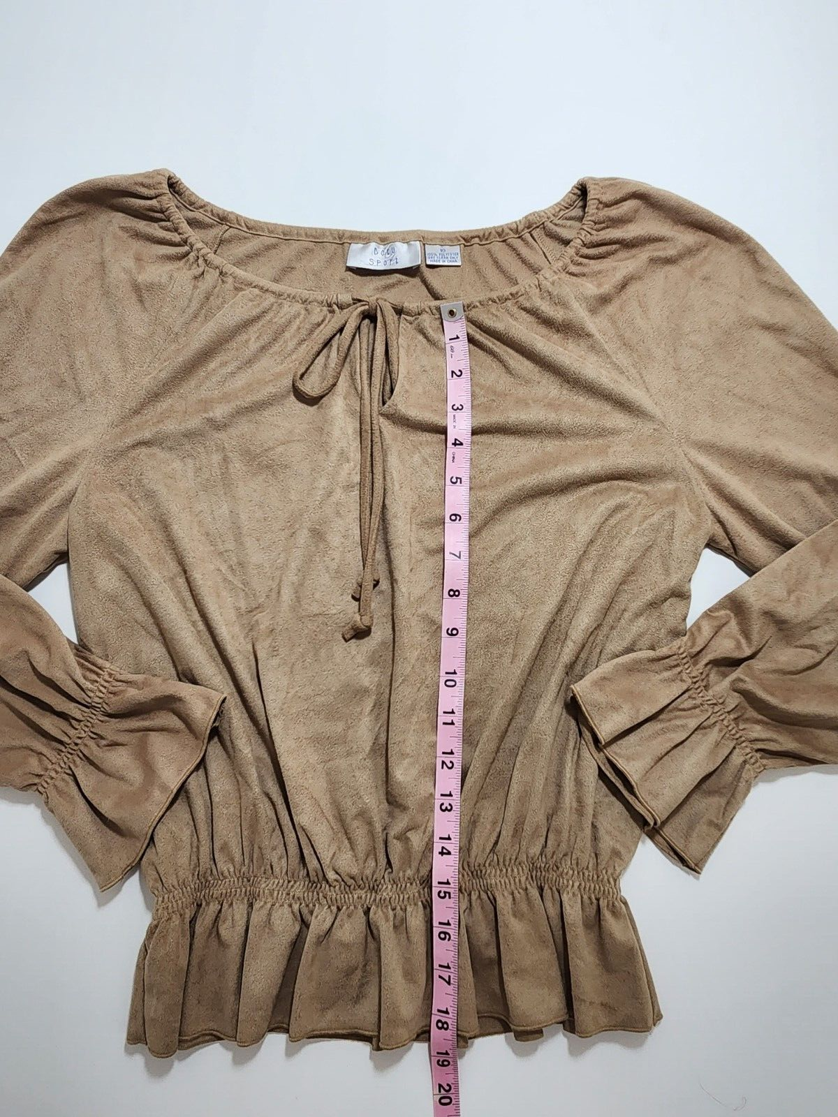 Betu Sport Long Sleeve Scoop Neck Brown Pullover Blouse Top Shirt Size 10