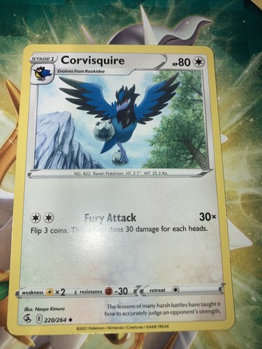 3、4、11 Pokémon TCG Corvisquire Fusion Strike 220/264 Regular