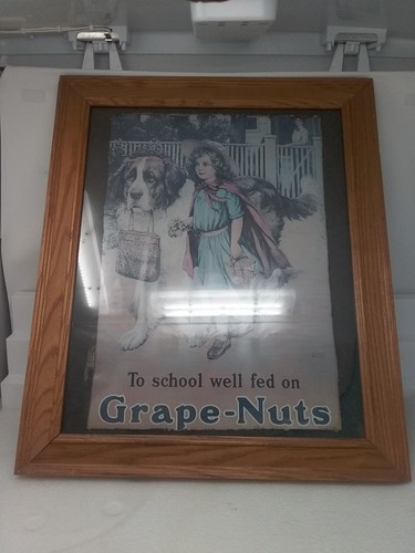 Grape-Nuts Framed Advertising Poster,  To School  Well Fed On