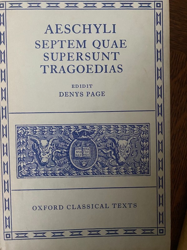 Aeschylus Tragoediae Septem Quae Supersunt Tragoedias (Oxford Classical Texts)