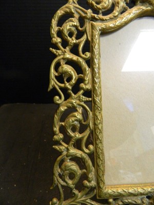 Vintage Brass & Glass Bacchus / Green Man Easel Picture Frame 14.5