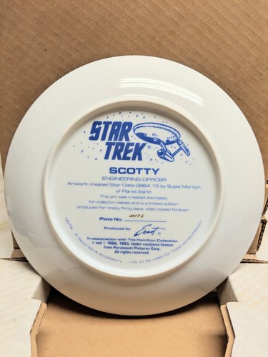 Scotty 1983 Star Trek Hamilton Plate w/ ORIGINAL BOX & COA - NEW OLD STOCK