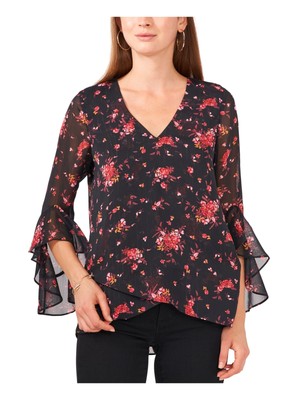 Женский рабочий топ с V-образным вырезом и развевающимися рукавами от VINCE CAMUTO