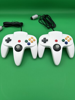 Lot Of 2 Pack Classic Wired Controllers For Nintendo 64 N64 In WHITE N64 NEW