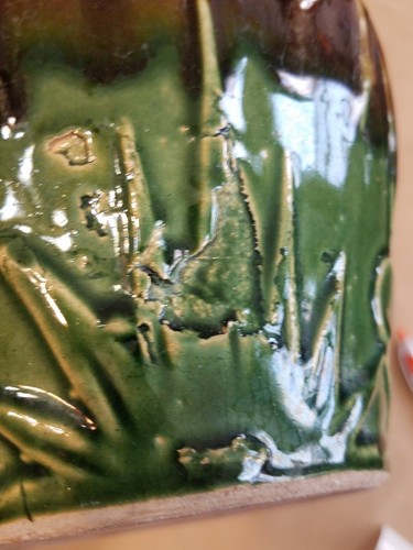 McCoy Unsigned Moon & Sun Drip Brown Green Small Jardiniere