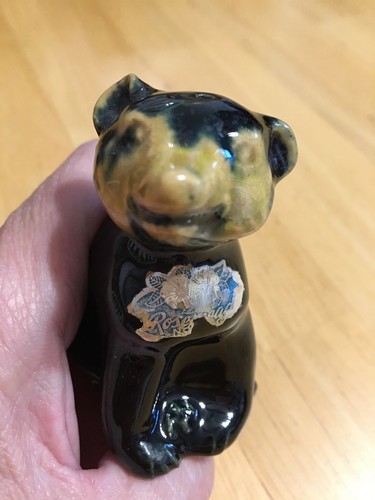 Vintage Rosemeade Dakota Pottery Black Bear  Salt & Pepper Shakers / Label