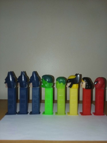 Vintage Super Heroes Pez Lot - Wolverine Hulk Spiderman Batman Wonder Women