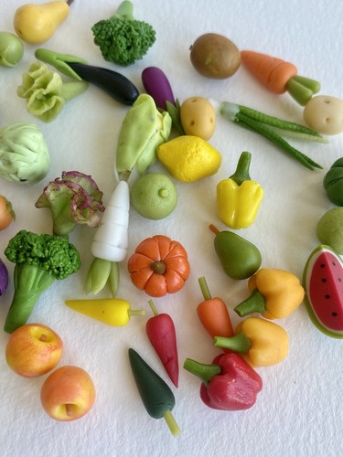 30 Pcs Set 1:12 clay Handmade miniature Dollhouse Mixed Vegetable Broccoli Corn