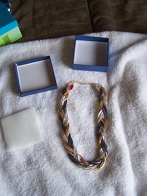 Beautiful Multi Strand Silvertone, Goldtone & Black Necklace 16-18'' MSRP $69.99 