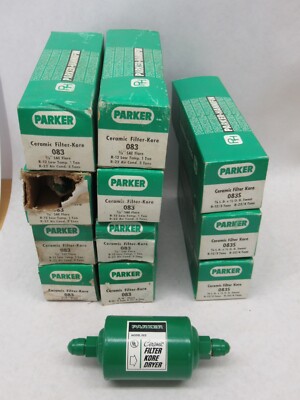 Lot of 12 Parker Ceramic Filter-Kore (9) 083 3/8'' SAE, (3) 083S 3/8''ID X 1/2OD