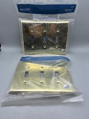 Triple Switch Wall Plate 6 Hole Brass 64399 Brainerd Liberty Hardware Lot of 2