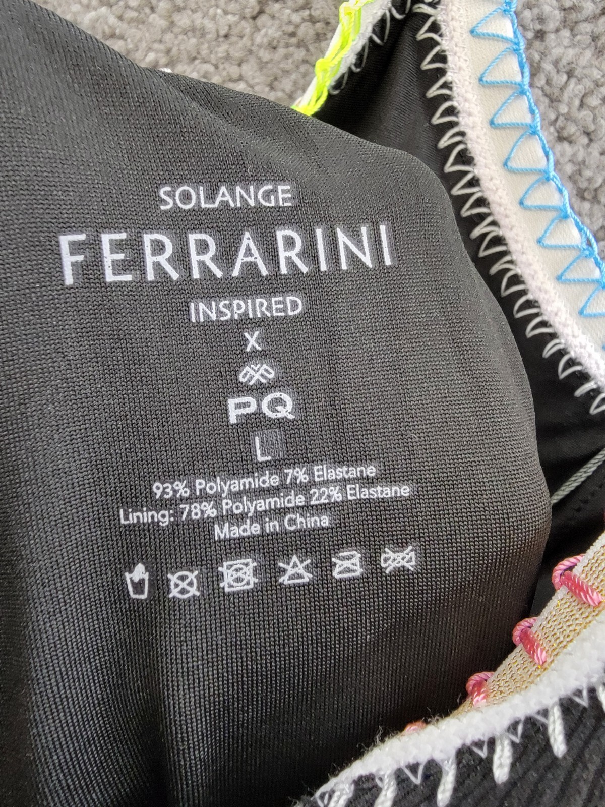 Ferrarini x PQ Crochet-Trim One-Piece Swimsuit Women's L Black Multi Tie Closure - Picture 8 of 13