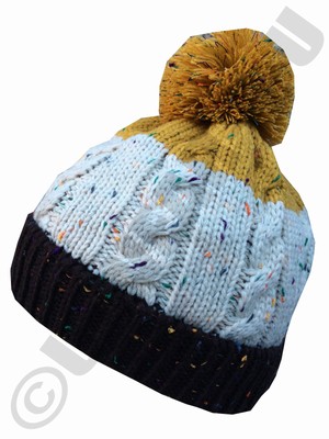 mens ladies unisex fashionable chunky knit warm bobble hat