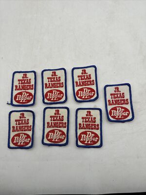 Lot of 7 Dr. Pepper Vintage Jr. Texas Rangers Baseball Patches 2x3'' NOS