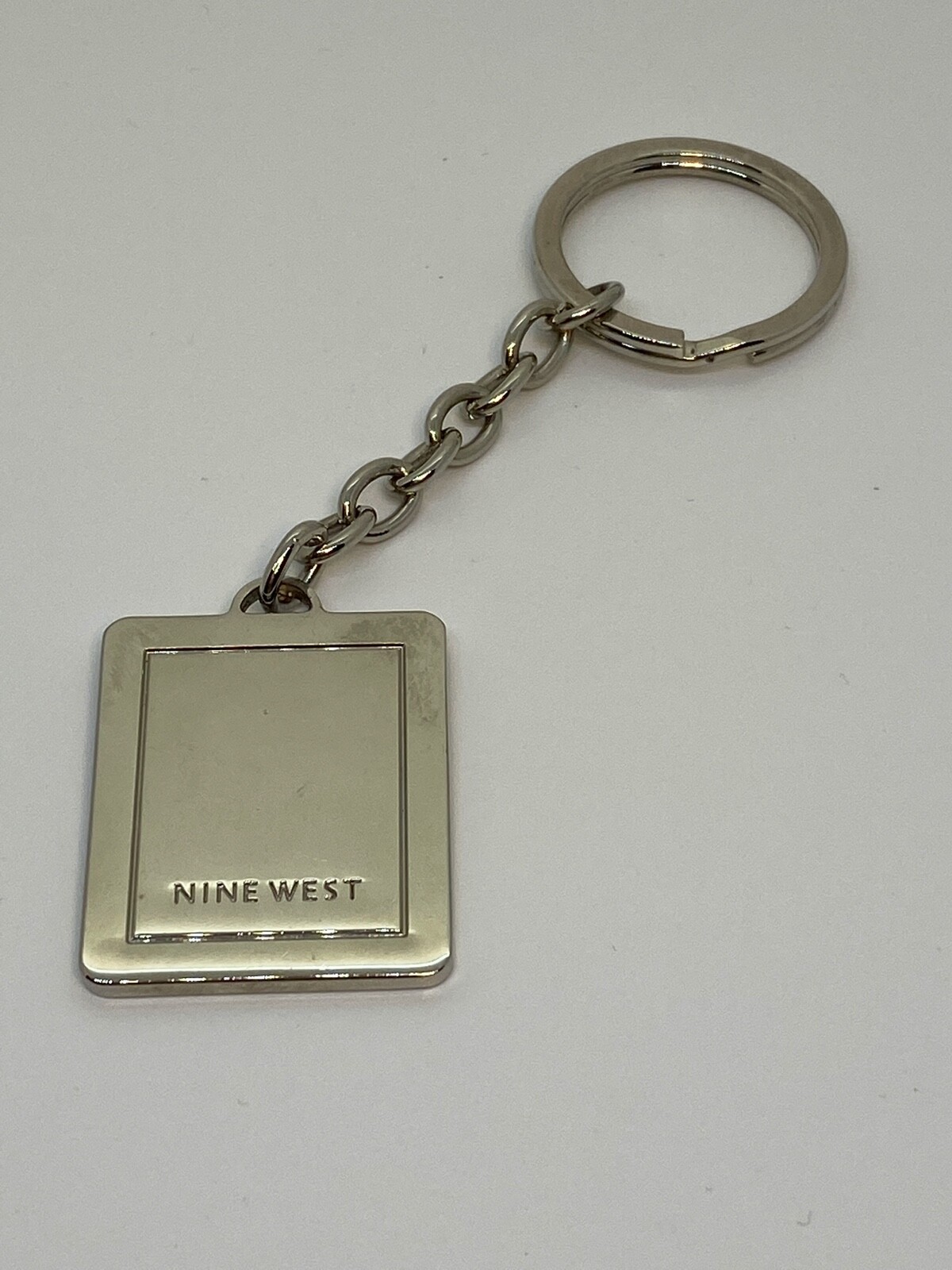 Nine West Silver Tone Statement Block Keychain GUC Square