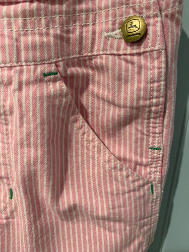 John Deere Child’s Size 5 Pink Striped Overalls
