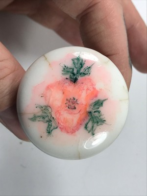 Antique Porcelain Hand-Painted Flower Drawer Pull