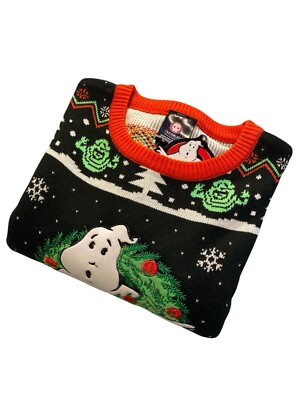 GHOSTBUSTERS Movie Christmas Sweater Jumper Holiday Party Top sz XL Vibrant NEW