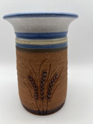 Vintage Steve Ashley Studio Art Pottery Vase  Kansas Wheat  Signed 1988