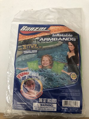 Banzai Pool Inflatable Armbands With Repair Patch New Sealed Green