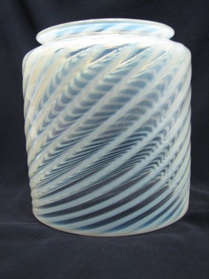 Early Opalescent White Swirl Glass Ceiling Light Fixture Shade Lamp Globe