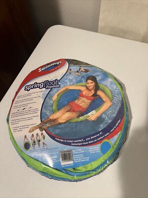 SwimWays Spring Float Papasan Mesh Float Pool Green/blue Chair SpringFloat Chair