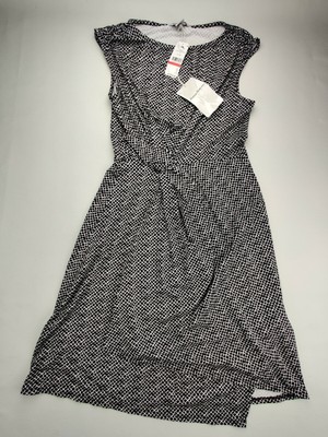 Tommy Bahama Wmn's XS Black/White Geometric Goa Boa Side Twist 38'' Dress ''NEW''
