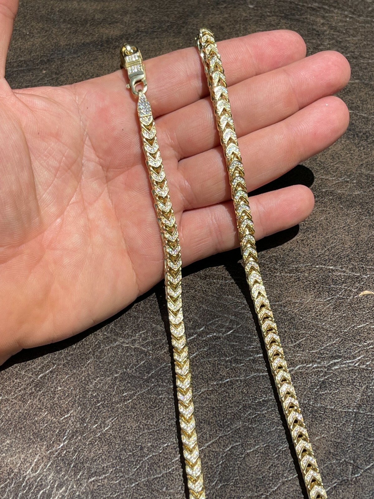 Pre-owned Silver 14k Gold Plated Real 925  Men's Franco Chain 6mm Thick Iced Cz 18-30"