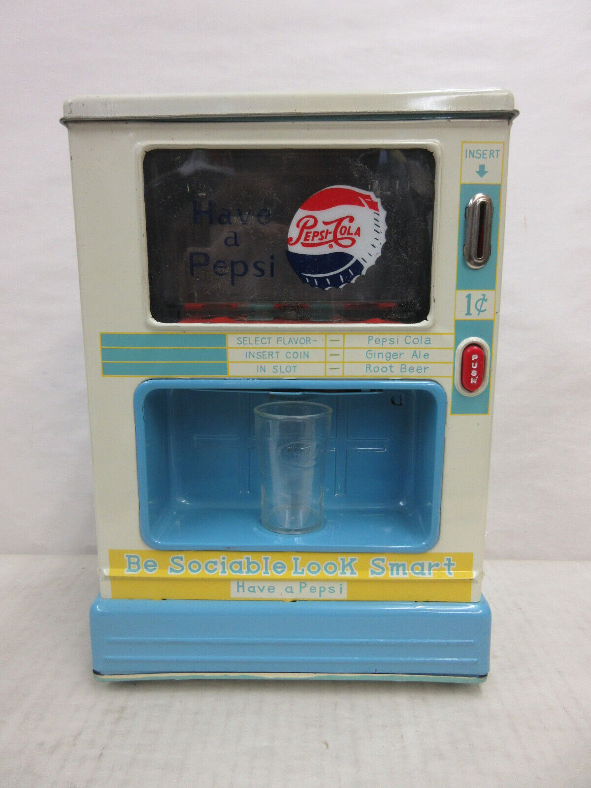 Vintage Linemar Battery-Operated Pepsi Cola Dispenser Bank with Original Box