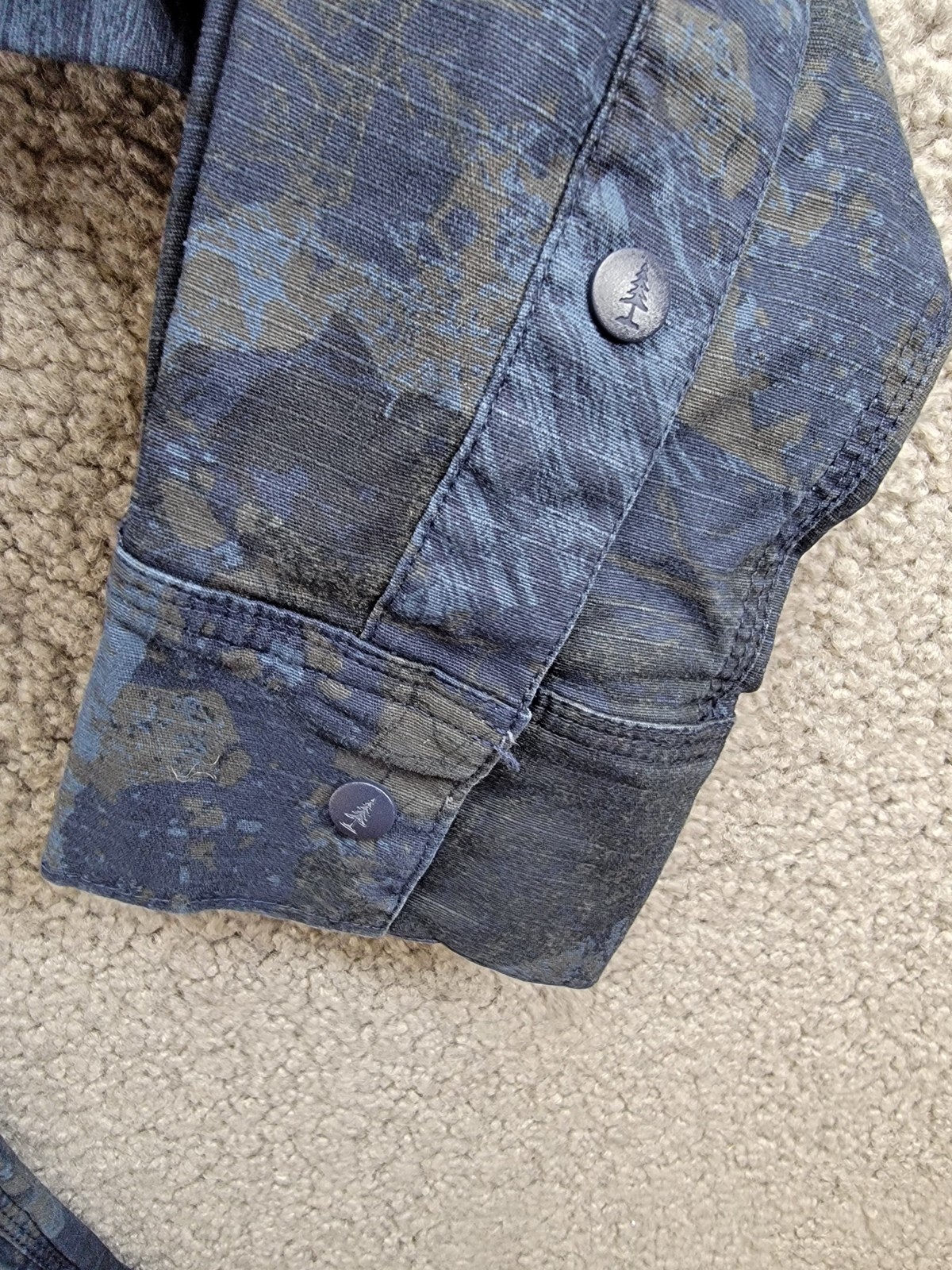 Bass Outdoor Ripstop Utility Shacket Men's S Navy Blazer Rock Camo Snap Closure - Picture 11 of 19