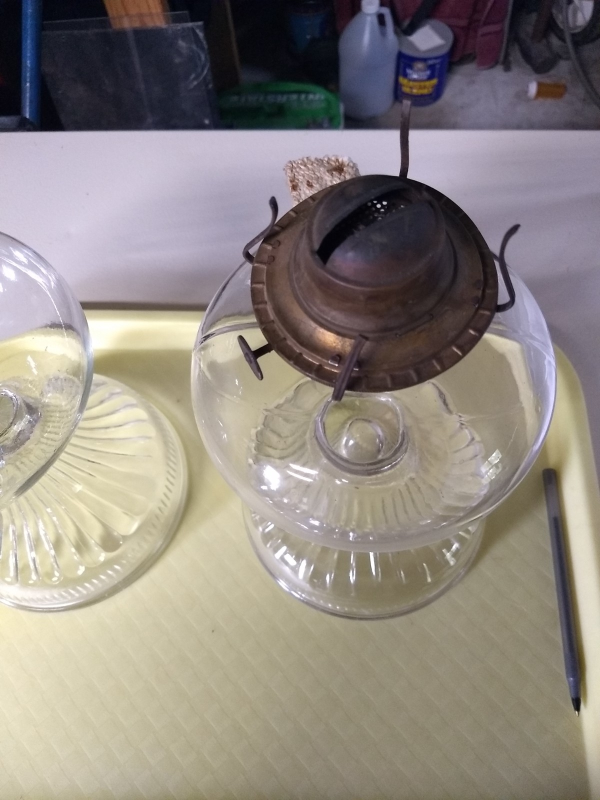 Clear vintage glass oil lamps (2) nice pair of lamps