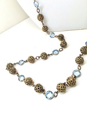 Pearly Peacock Blue Czech Glass Artisan Crafted Solid Copper Necklace Earring Set in Gift Box ~ Made in USA