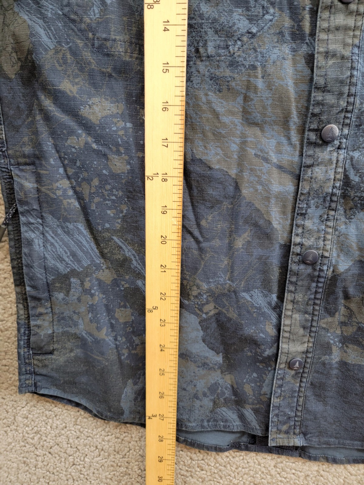 Bass Outdoor Ripstop Utility Shacket Men's S Navy Blazer Rock Camo Snap Closure - Picture 8 of 19