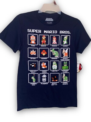 Nintendo Super Mario Men's Super Mario Characters Graphic Tee Size SMALL