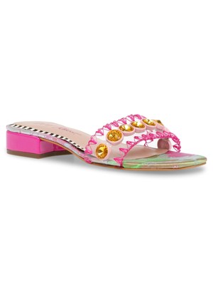 

BETSEY JOHNSON Женские розовые сандалии без застежек Nelly Square Toe Block Heel Slip On Slide, Розовый, NELL02S5