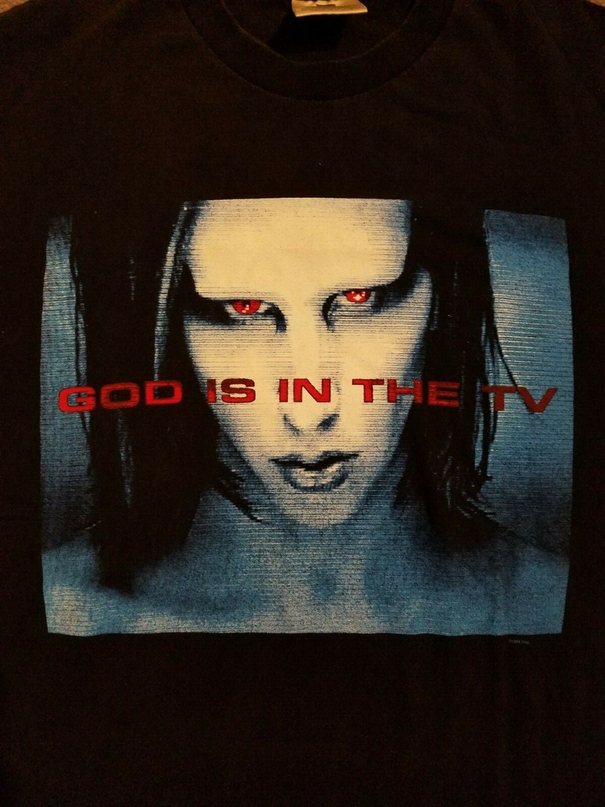 GOD is in the TV Marilyn Manson 1998 made tour T-shirt GOD is in the TV Marilyn Manson 1998 made tour T-shirt