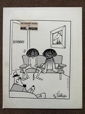 10 Original Signed Irving Phillips Comic Sketches 'Strange World of Mr. Mum'