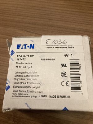 EATON MOELLER FAZ-b7/1-SP Single Pole 7 AMP Miniature Circuit Breaker DIN rail