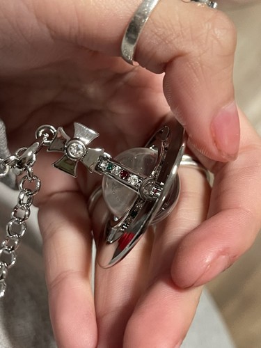 Vivienne Westwood Necklace Small Orb Silver Clear IN BOX Vivienne Westwood Necklace Small Orb Silver Clear IN BOX
