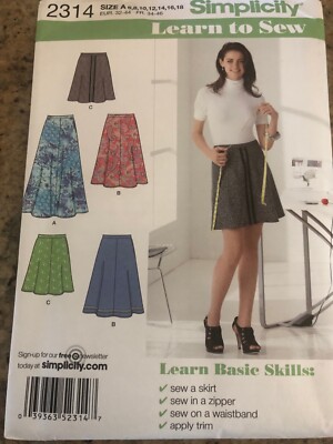   SIMPLICITY #2314 - LADIES ''LEARN TO SEW'' THREE LENGTH SKIRT PATTERN 6-18 FF