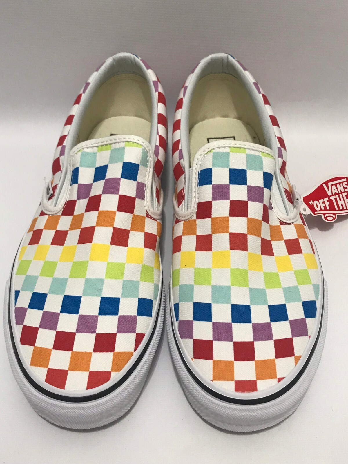 vans slip on rainbow chex skate shoe