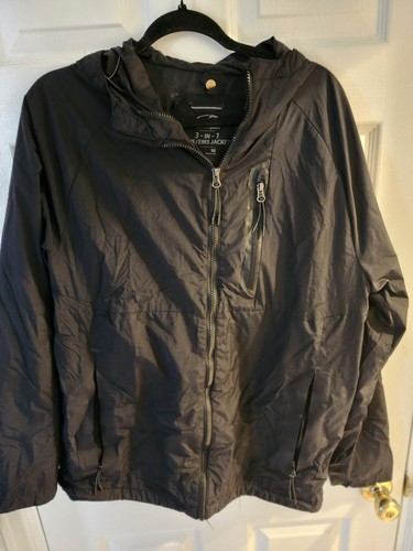 Champion Jacket Mens Medium Black 3 in 1 Systems Jacket Full Zip Hooded